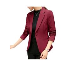 Blazer Feminino Preto Slim Fit Com Lapela Entalhada E Bolsos Para Escritório