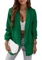 Blazer feminino PRETTYGARDEN casual verde com frente aberta XXL