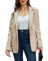 Blazer feminino RISISSIDA em material sintético bege 21002 tamanho S