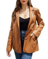 Blazer feminino RISISSIDA, material sintético, marrom, 21002, tamanho L
