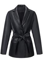 Blazer feminino RISISSIDA, material sintético, preto vegano