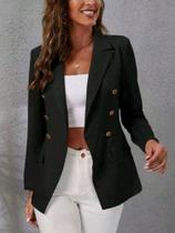 Blazer Feminino Social Terninho Alfaiataria com Botões - M&K Shop