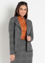 Blazer Feminino Social Xadrez Manga Longa Confortável Casaco Tamanho:GGCor:Cinza Blazer Feminino Social Xadrez Manga Longa Confortável Casaco Tamanho:GGCor:Cinza