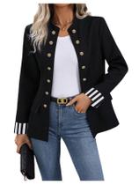 Blazer feminino SweatyRocks com botão aberto na frente, preto, poliéster
