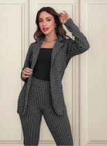 Blazer Feminino Terninho Malha Tipo Jacquard Fino Xadrez Blazer Feminino Terninho Malha Tipo Jacquard Fino Xadrez