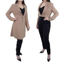 Blazer Feminino Trimix Alfaiataria Marrom Fendi - 660501