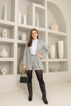 Blazer Feminino Xadrez Tweed Blazer Feminino Xadrez Tweed