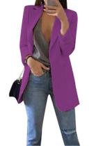 Blazer FLITAY feminino de manga comprida casual, aberto, frontal, roxo, GG Blazer FLITAY feminino de manga comprida casual, aberto, frontal, roxo, GG