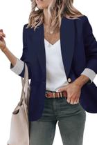Blazer Genhoo Business Casual Open Front Azul Marinho S