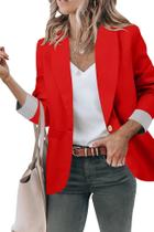 Blazer Genhoo Fashion Casual Work Jaqueta de Trabalho Feminina Vermelha
