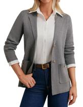 Blazer GRACE KARIN Gris Ligero de Punto con Frente Abierto