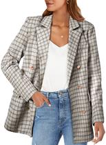 Blazer Happy Sailed feminino de tweed, trespassado, marrom L Blazer Happy Sailed feminino de tweed, trespassado, marrom L