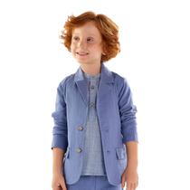 Blazer Infantil Menino em Linho Azul Fascinação Up Baby Blazer Infantil Menino em Linho Azul Fascinação Up Baby