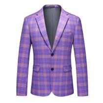 Blazer Iynnijoy, casaco esportivo casual, xadrez, justo, roxo