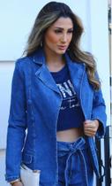 Blazer jeans c/ detalhes de botões