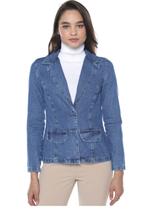 Blazer Jeans Feminino Azul Médio Sob