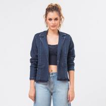 Blazer Jeans Moletom Casual Azul Escuro