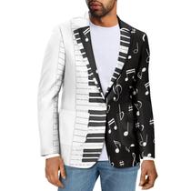 Blazer Jekioweii Musical Note preto branco Slim Fit