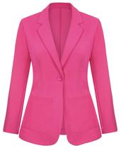 Blazer LADI TREND feminino com lapela entalhada rosa 2GG Blazer LADI TREND feminino com lapela entalhada rosa 2GG