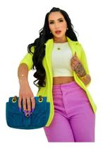 Blazer Longo Feminino Acinturado Slim Varias Cores Bengaline