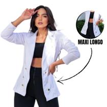 Blazer longo Maxi Feminino Com Botões Dourado Casaco Social Cardigan Blazer longo Maxi Feminino Com Botões Dourado Casaco Social Cardigan