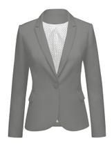 Blazer Luvamia, gola de lapela entalhada, cinza, tamanho L