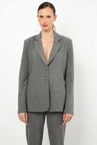 Blazer Manga Longa Em Fleece Mescla