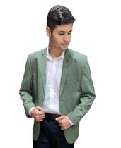 Blazer Masculino de Linho Slim - Verde Militar - Numeração 42 ao 60 - Mundos dos Ternos