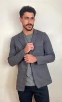 Blazer Masculino Slim Fit de Sarja Cinza Chumbo - Tony Menswear