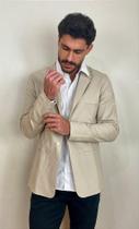 Blazer Masculino Slim Fit de Sarja Creme - Tony Menswear