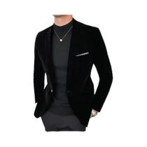 Blazer Masculino Slim Fit De Veludo Cotelê Estilo Britânico Casual Para Casamento E Trabalho Tamanho
