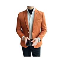 Blazer Masculino Slim Fit De Veludo Couro De Veado Luxuoso Casual De Negócios Para Casamento