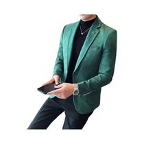 Blazer Masculino Slim Fit De Veludo E Couro De Veado Luxuoso Para Negócios, Casual E Casamentos,