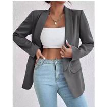 Blazer Max Longo Sobretudo Feminino Acinturado Roupas Femininas Tendência