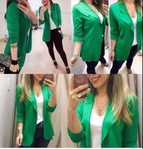 Blazer Maxi Alongado Neopreme Feminino Acinturado Moda Tendência Diversas Cores P.M.G.GG