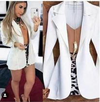 Blazer Maxi Alongado Neopreme Feminino Acinturado Moda Tendência Diversas Cores P.M.G.GG