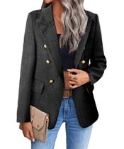 Blazer Mina Self Black Tweed Plaid para mulheres