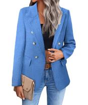Blazer Mina Self Blue Tweed Plaid para mulheres Blazer Mina Self Blue Tweed Plaid para mulheres