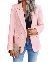 Blazer Mina Self Cropped Tweed xadrez rosa para mulheres GG