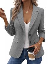 Blazer Mina Self Herringbone feminino preto de tweed, outono de 2025, XXL
