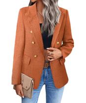 Blazer Mina Self Orange Tweed Plaid para mulheres