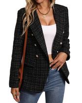 Blazer Mina Self Tweed para mulheres preto XS