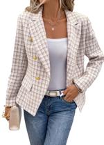 Blazer Mina Self Tweed Plaid 2024 Outono Inverno Feminino