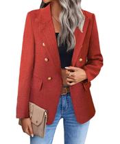Blazer Mina Self Tweed xadrez vermelho para mulheres