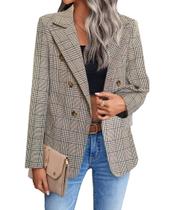 Blazer Mina Self Tweed xadrez xadrez para mulheres Blazer Mina Self Tweed xadrez xadrez para mulheres