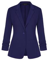 Blazer MINTLIMIT azul royal para mulheres com manga 3/4 de lapela S