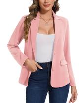 Blazer MINTLIMIT Business Casual Lapela com botão de lapela entalhado rosa S Blazer MINTLIMIT Business Casual Lapela com botão de lapela entalhado rosa S