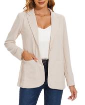 Blazer MINTLIMIT feminino casual com lapela entalhada bege