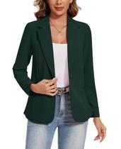 Blazer MINTLIMIT feminino com lapela entalhada, bolsos com botões, verde Blazer MINTLIMIT feminino com lapela entalhada, bolsos com botões, verde