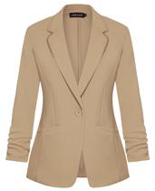 Blazer MINTLIMIT feminino de manga 3/4 cáqui tamanho L